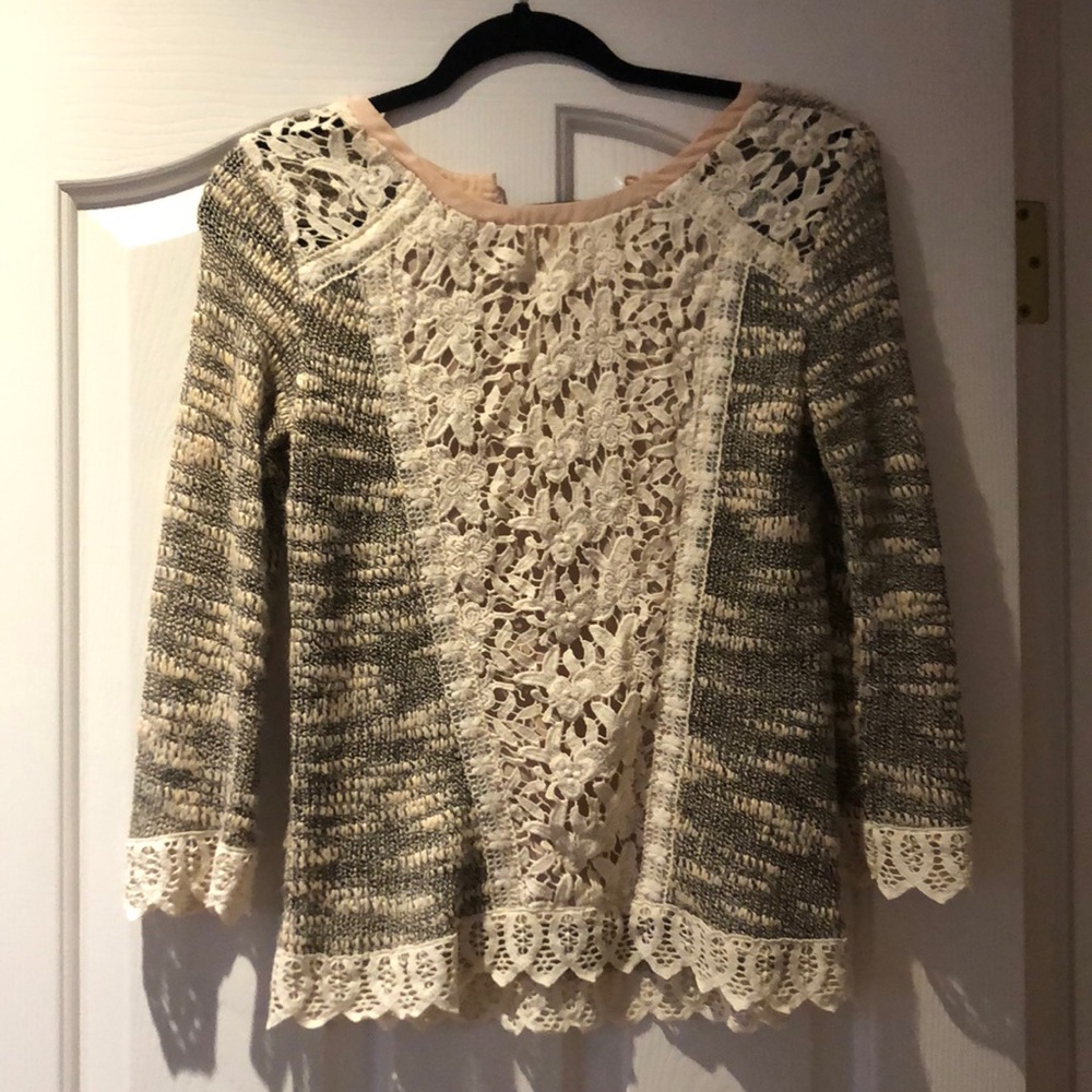 Anthropologie knit and lace top